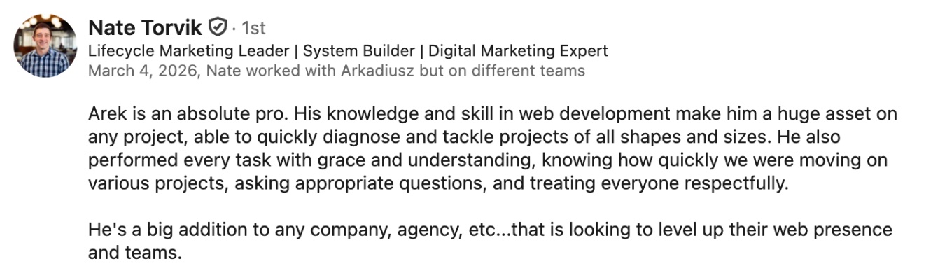 LinkedIn recommendation: Nate Torvik, Lifecycle Marketing Leader